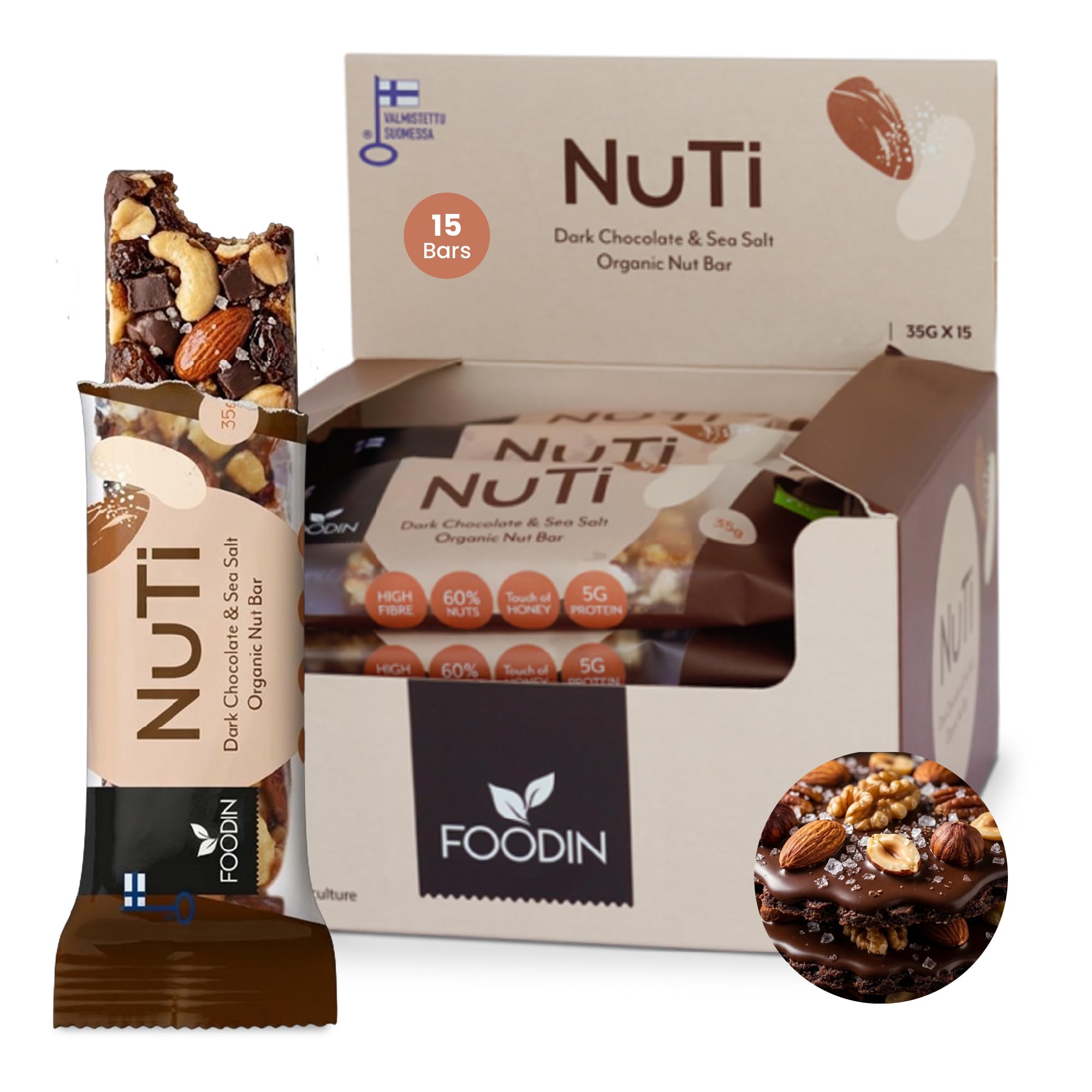 Foodin Nuti Almond Dark Chocolate and Sea Salt 35g