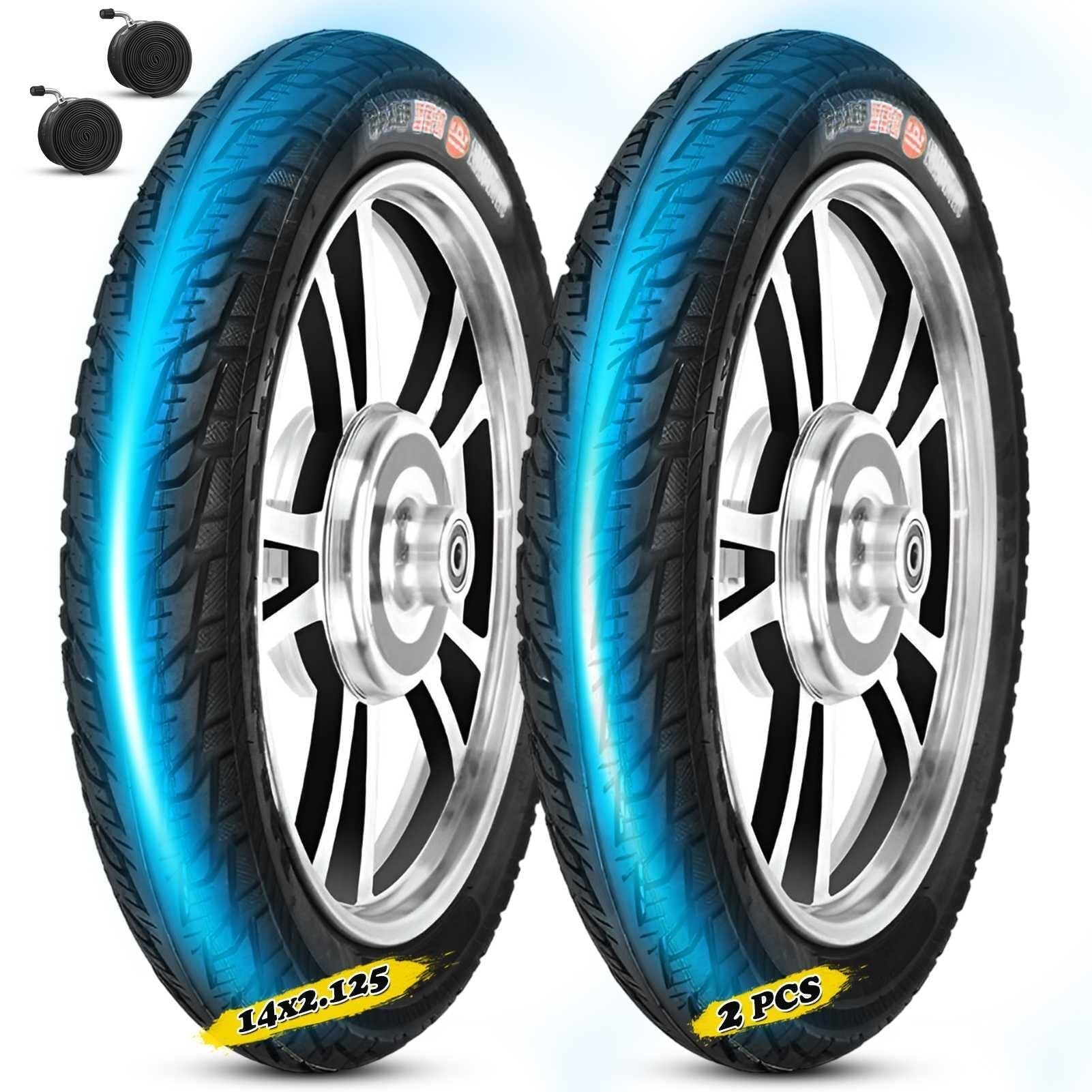 2PC 14x2.125 Opona Roweru Elektrycznego z Profilem Antypoślizgowym 14-2.125 Mieszanka Antypęknięciowa i 14 2.125 Konstrukcja Składana dla Składanych E-Bików i Komunikacji Miejskiej