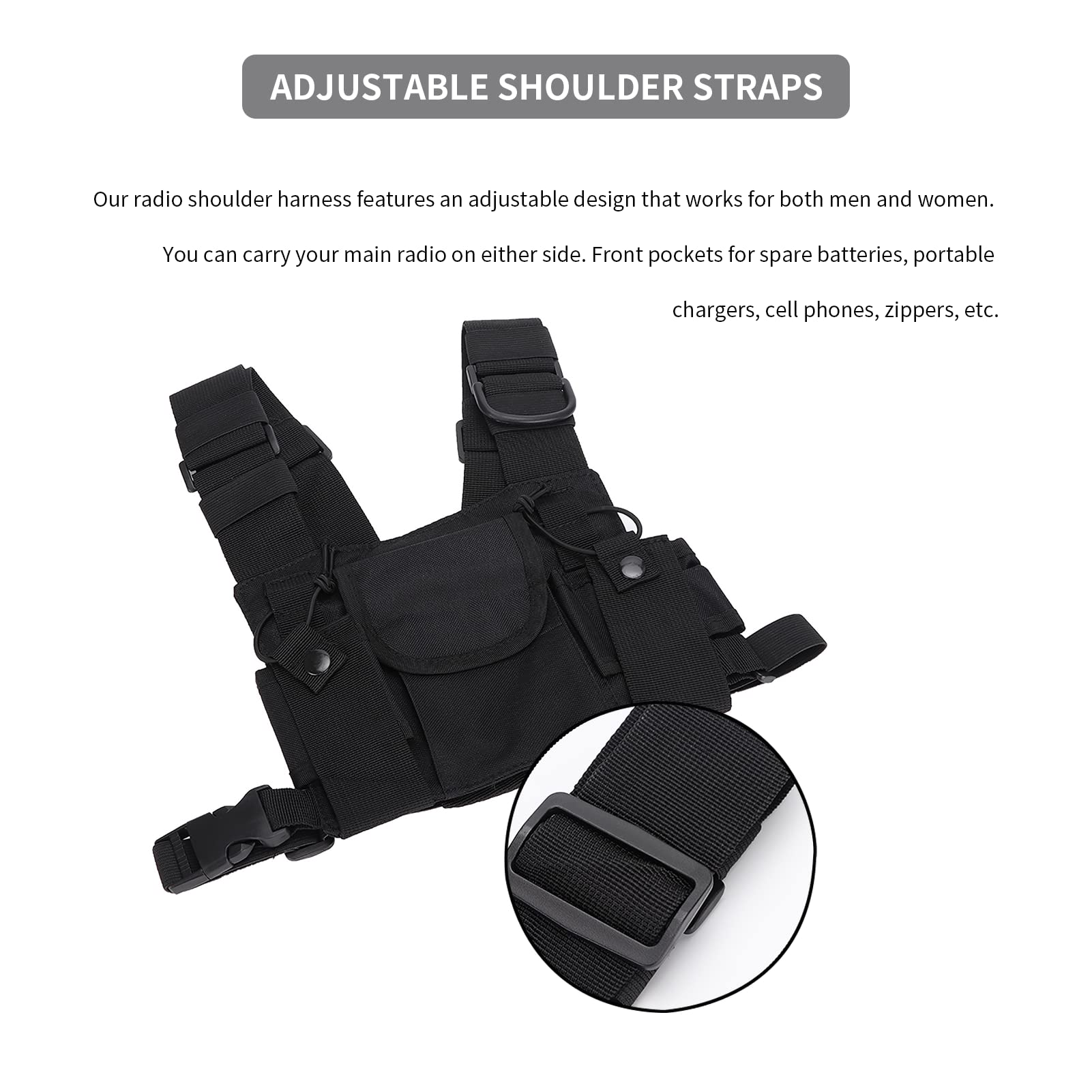 Holster Radio, Sac de Poitrine Universel pour Talkies-walkies, Pack D'étuis pour Harnais de Poitrine Radio, Qualité Militaire de Lutte Contre Les Incendies de Haute Qualité, pour Les Ateliers
