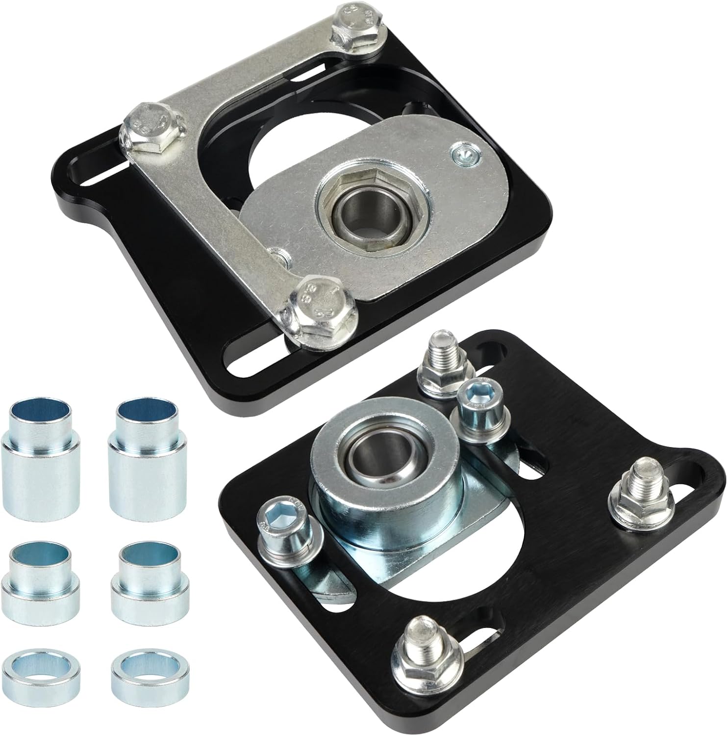 2 Pcs Caster Camber Plates Compatible with Ford Mustang 1994 1995 1996 1997 1998 1999 2000 2001 2002 2003 2004 Front Adjustable +/-2.5 Camber Caster Plates Aluminum Alloy (Black)