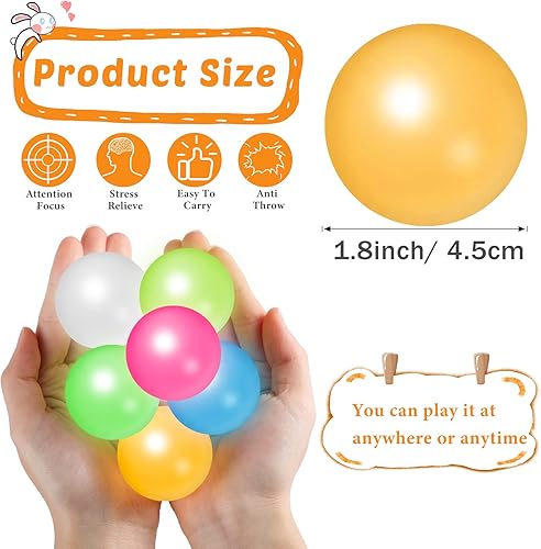 Miniatura 2 de Juego de 48 bolas adhesivas, bolas de techo que brillan en la oscuridad, para adolescentes, adultos, ansiedad, relajación, estrés, bolas