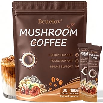 Mushroom Coffee, 30 Single Serve Medium Roast Instant Coffee