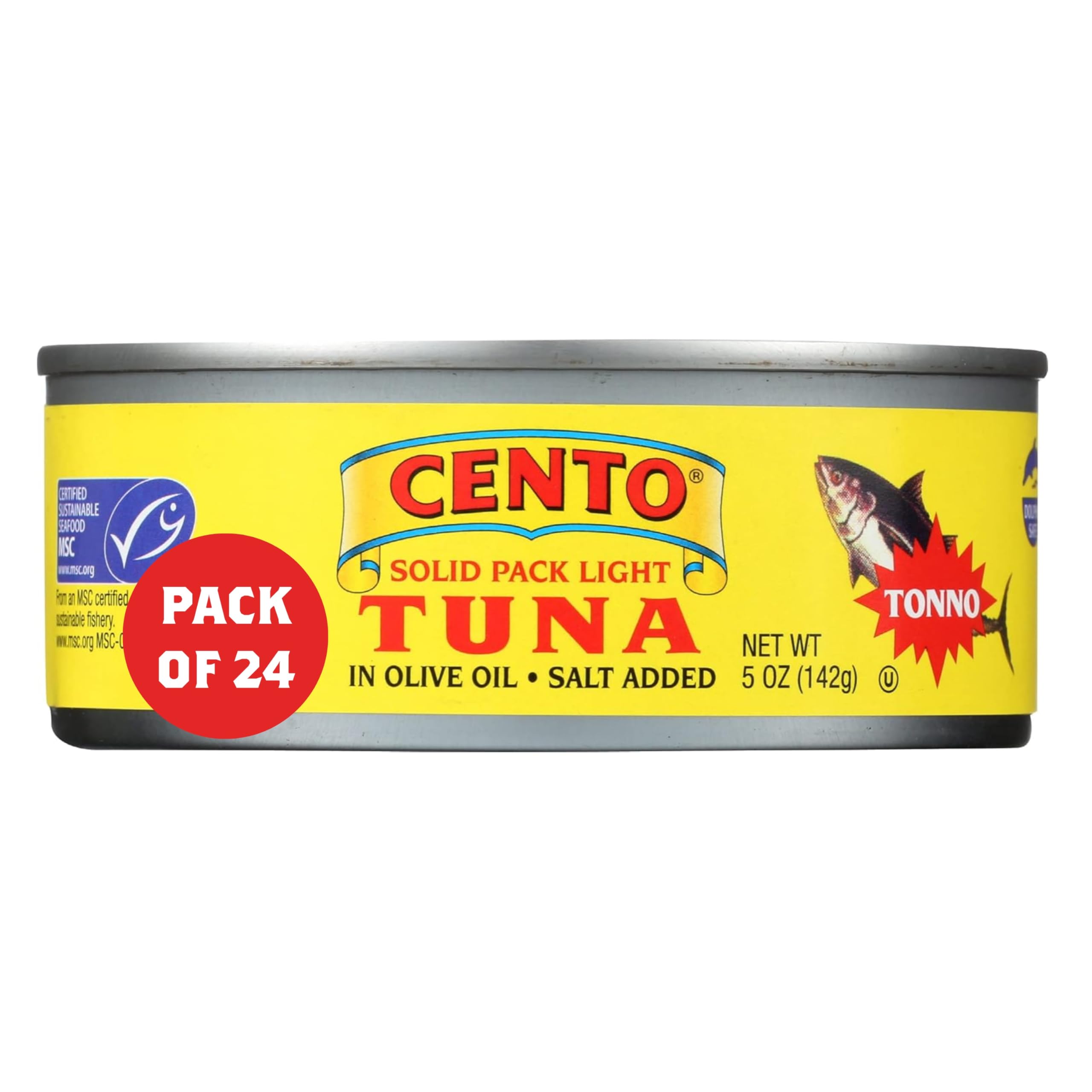 Solid Pack Light Tuna in Olive Oil, 5 Oz (Pack of 24), High Protein, MSC Certified, Wild Caught Tuna Fish