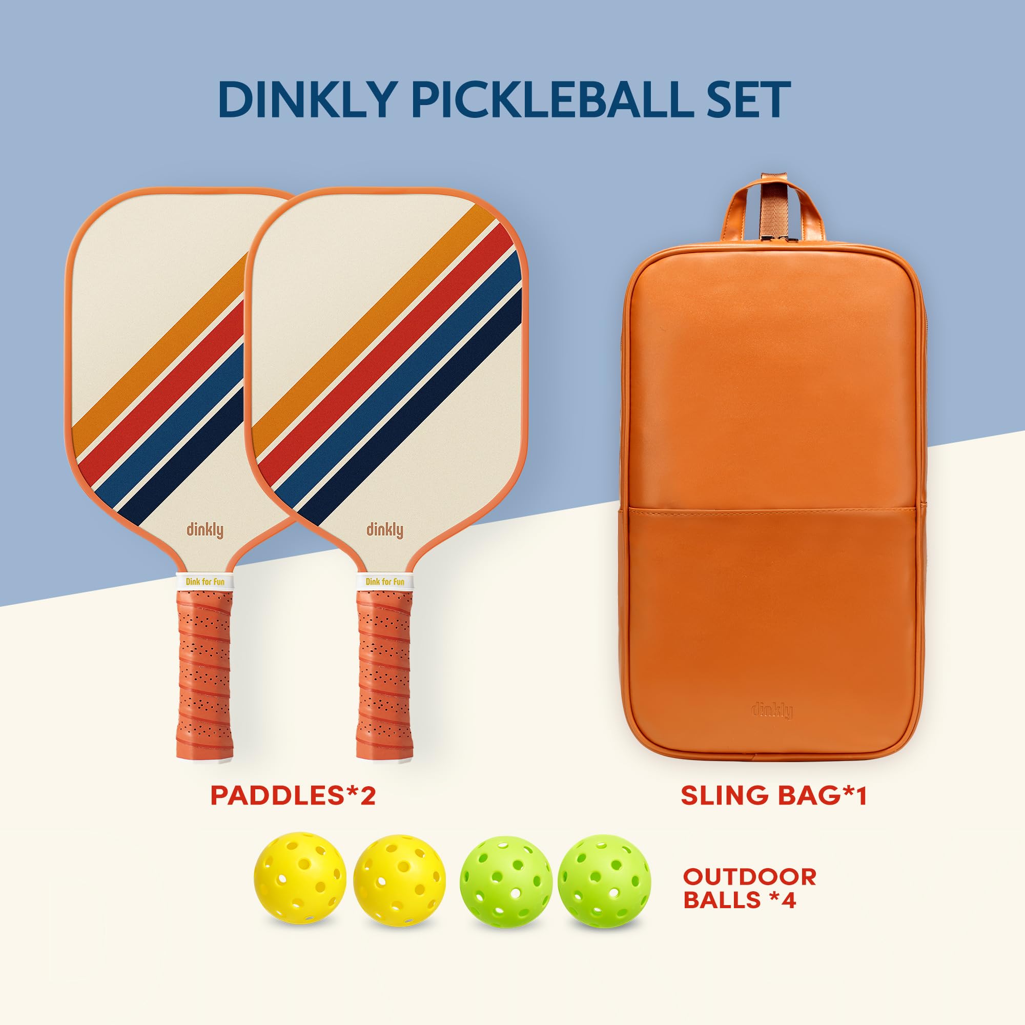 Set di 2 racchette da pickleball in grafite, approvate USAPA, 2 racchette da pickleball, 4 palline e 1 borsa per il trasporto, set di palline rosa per sottaceti per uomini, donne principianti, in