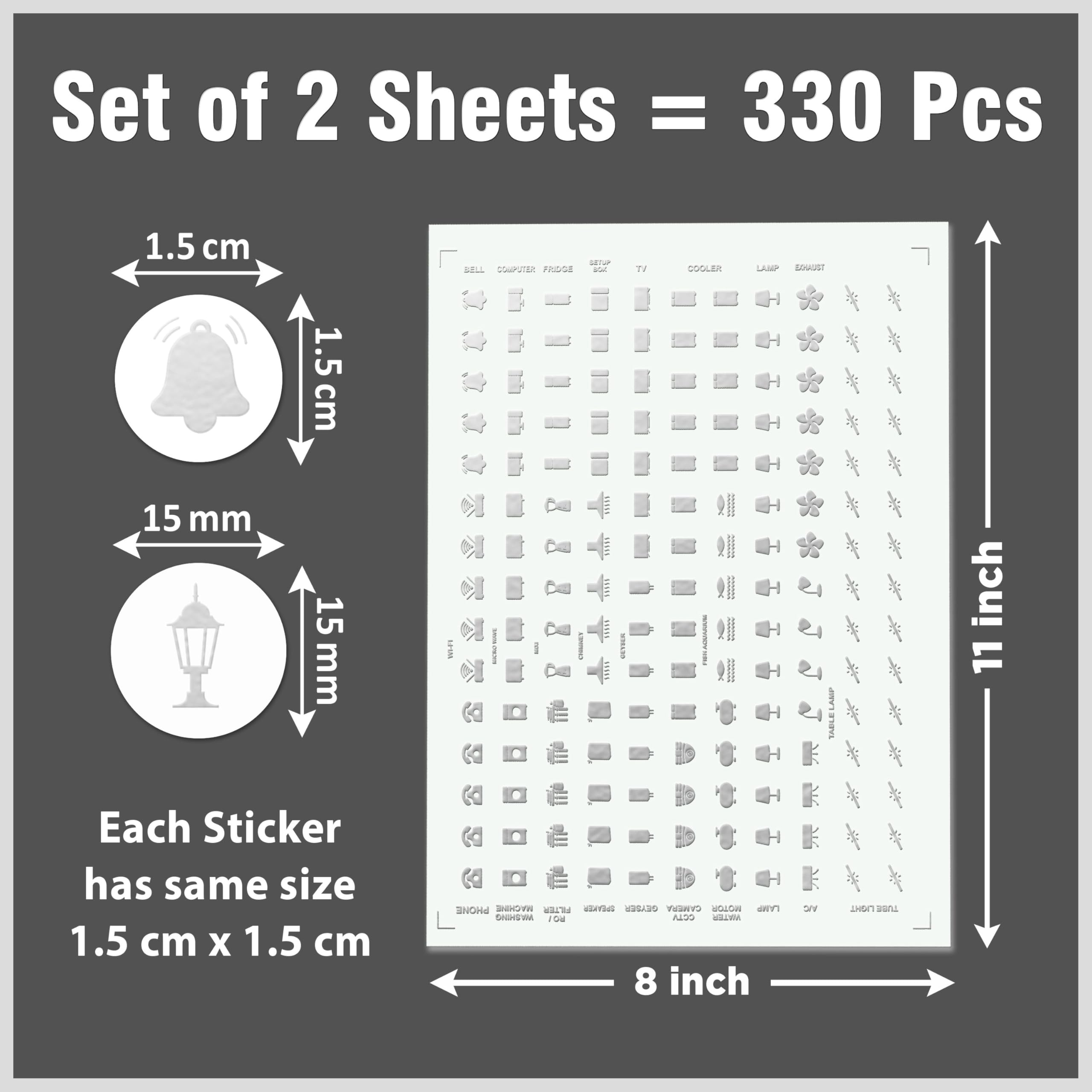 ARNEMA Aesthetic Transparent Silver Switch Icon Stickers | Premium Self Adhesive Silver Finish Stickers for Switch Board Decoration 2