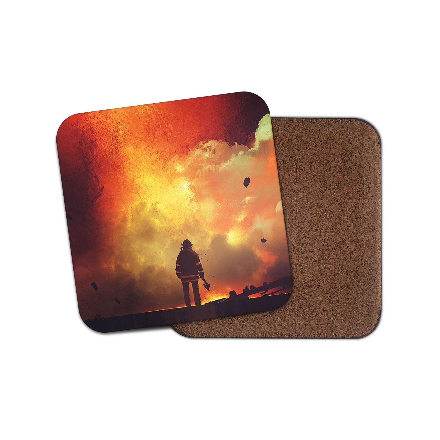 Destinationvinyl Multicolor 1 X Firefighter Coaster - Fireman Fire Dad Brother Uncle #14068
