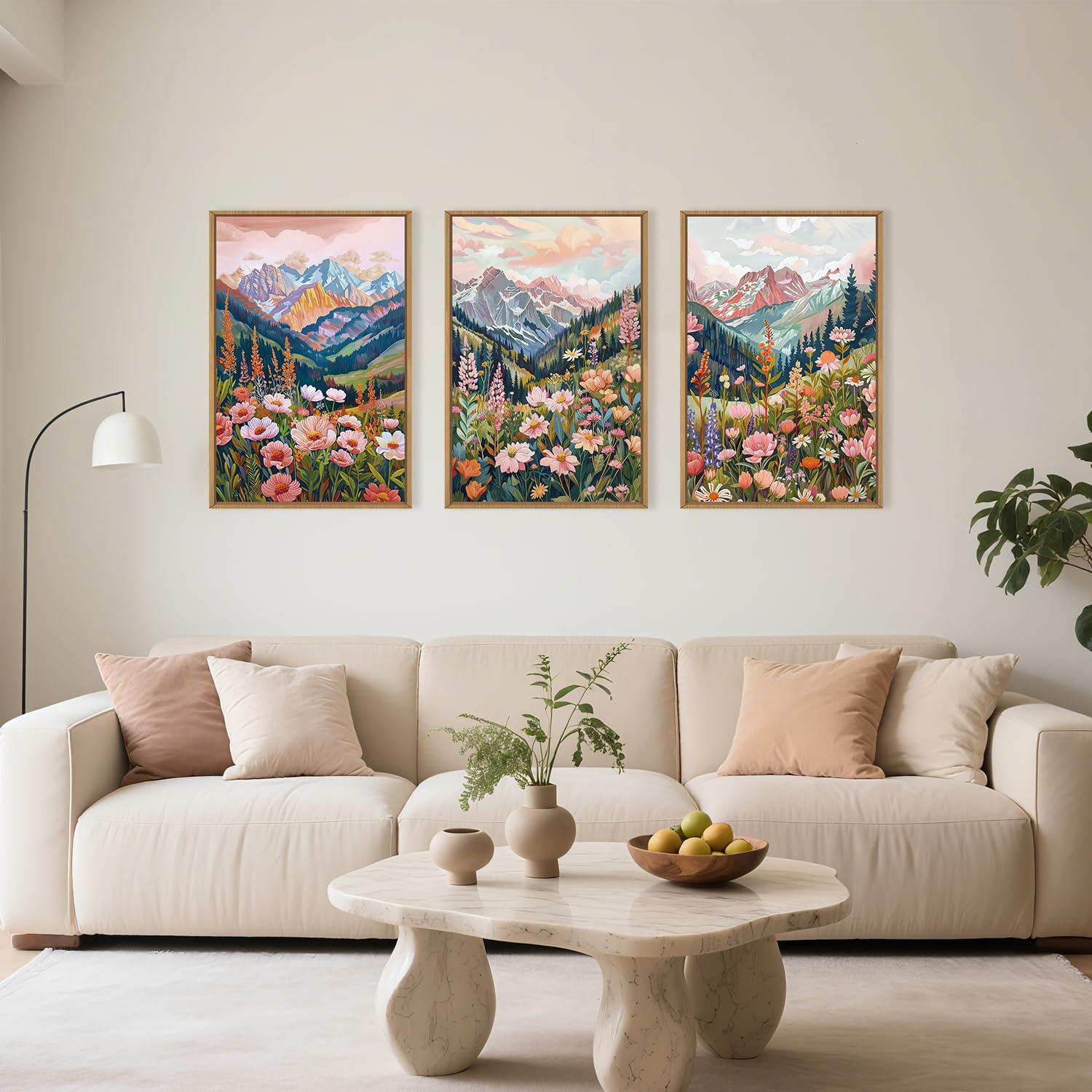 Aryroi Boho Spring Mountain Wildflower Canvas Art Set - Dettaglio