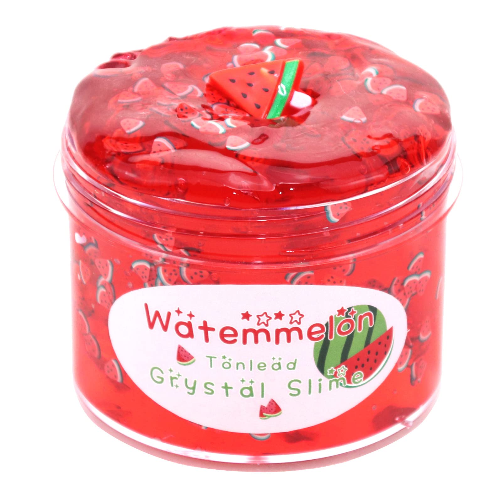 FLIPNEX Watermelon Red Clear Slime Crystal Putty Soft Jelly Clay Non-Sticky Slime Premade for Girls Boys, Stretchy Kids Toys Art Craft Birthday Crunchy Bubble Slime DIY Cotton Mud (Red)