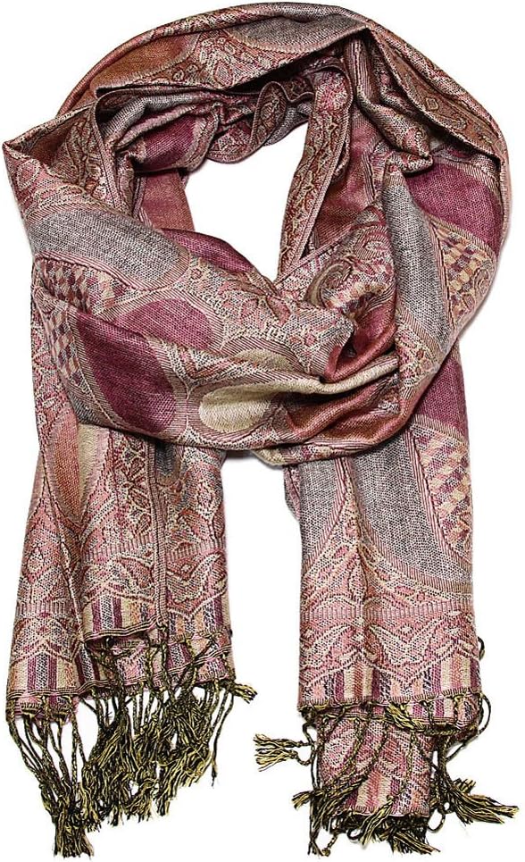 Falari Women's Reversible Paisley Pashmina Shawl Wrap Scarf For Evening Dresses Festivals Any Occasions All Seasons 80"x27" image 3