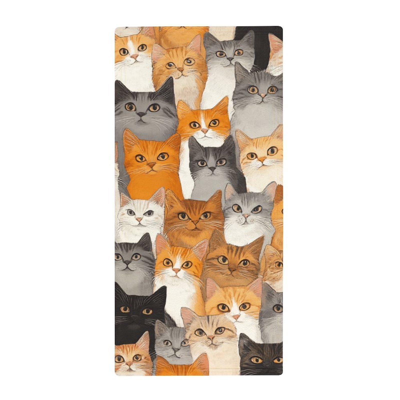 Anceky Soft Microfiber Hand Towels, Packed Cats Decorative Bath Towels for Hotels, Spa & Kitchen Drying Needs