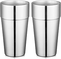 Vista 27 de Beasea Mini vasos de acero inoxidable, juego de 4 vasos de metal de 6 onzas, apilables de acero inoxidable 304, vasos de doble pared con aislamiento