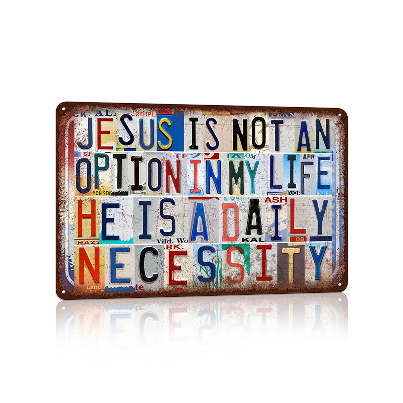 Vintage Metal Tin Signs Wall Decor for Man Cave Garage Bar Home 12 x 8 Inches - Jesus Is Not An Option In My Life.He Is A Daily Necessity