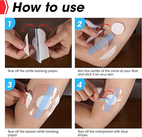 Miniatura 6 de AZEN Paquete de 60 fundas de sensor Freestyle para Libre 2, parches adhesivos impermeables, parches de sensor impermeables, cinta adhesiva