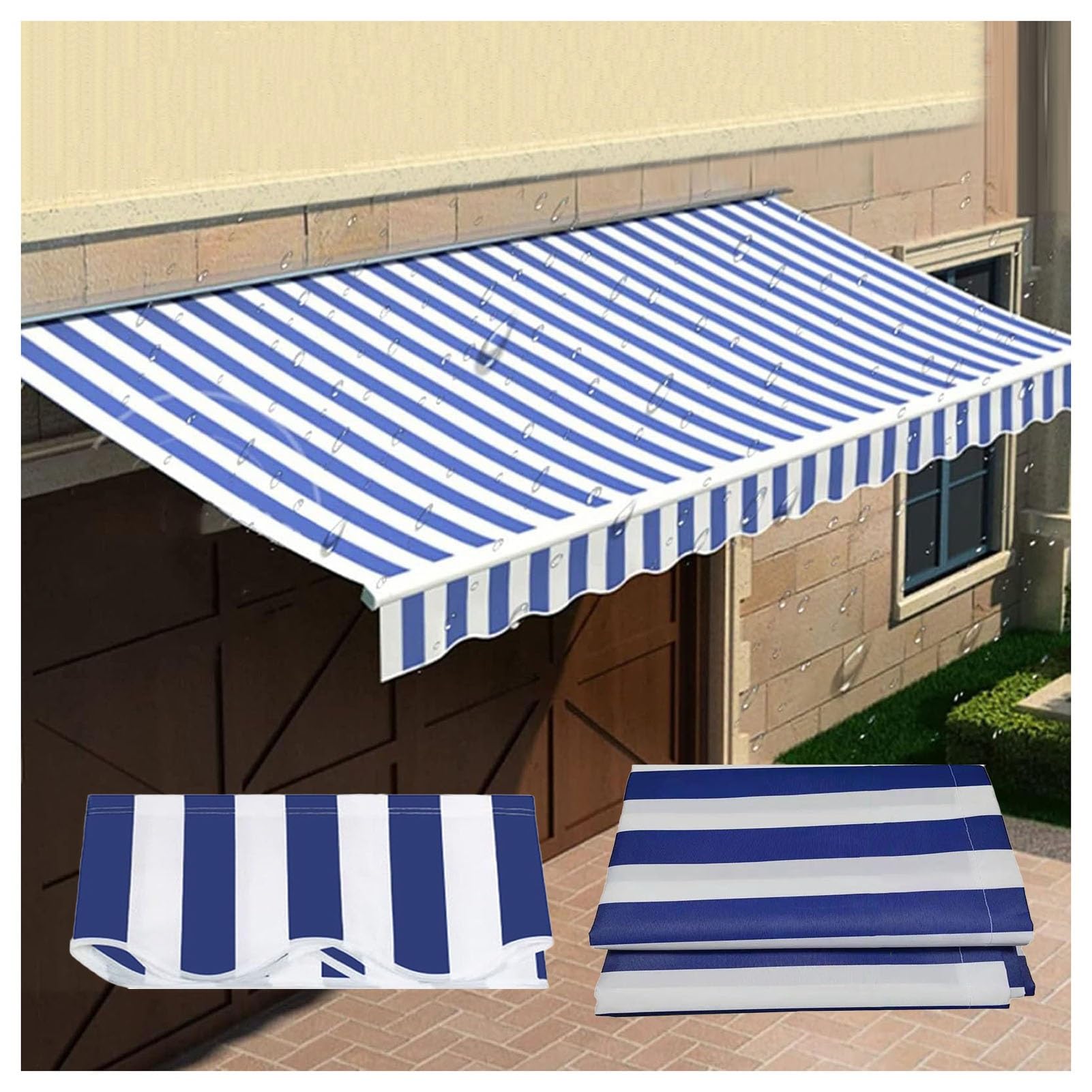 ZFUCMAYL Fabric For Retractable Awnings, Various Sizes Of Fabric For Shade (Fabric Only), Polyester Replacement Tarpaulin For Awnings For Patio, Door, Car Side (13.1 x 8.2 ft)