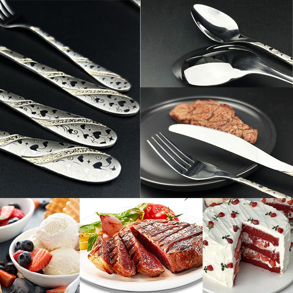 Linea Addensata Maniglia Da Cucina Posate in Acciaio Inossidabile Stoviglie Posate Set Di Posate Coltello Da Bistecca Forchetta Cucchiaio Cucchiaino (20 pezzi)