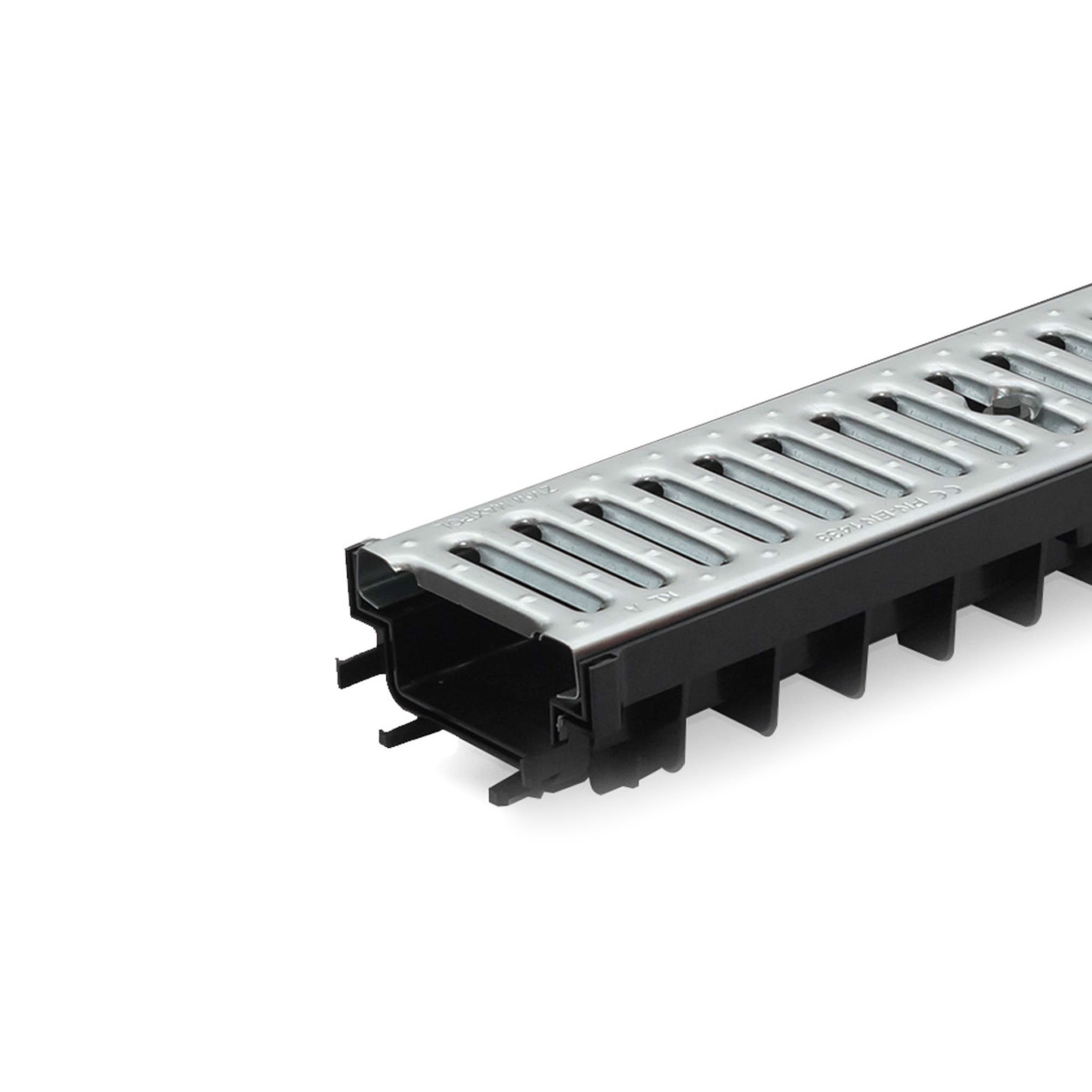3m Entwässerungsrinne Terrassenrinne Stahlrost verzinkt komplett SET, System A15 70mm, NEUHEIT Rinne mit integrierter Dichtung Klick System