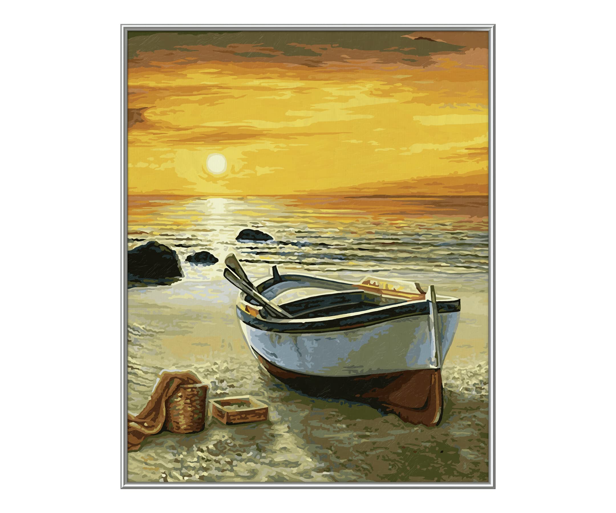 Schipper 609130885 Peinture par numéros - Bateau de pêche sur la Plage - Photos de Peinture pour Adultes avec pinceaux et peintures acryliques - 40 x 50 cm
