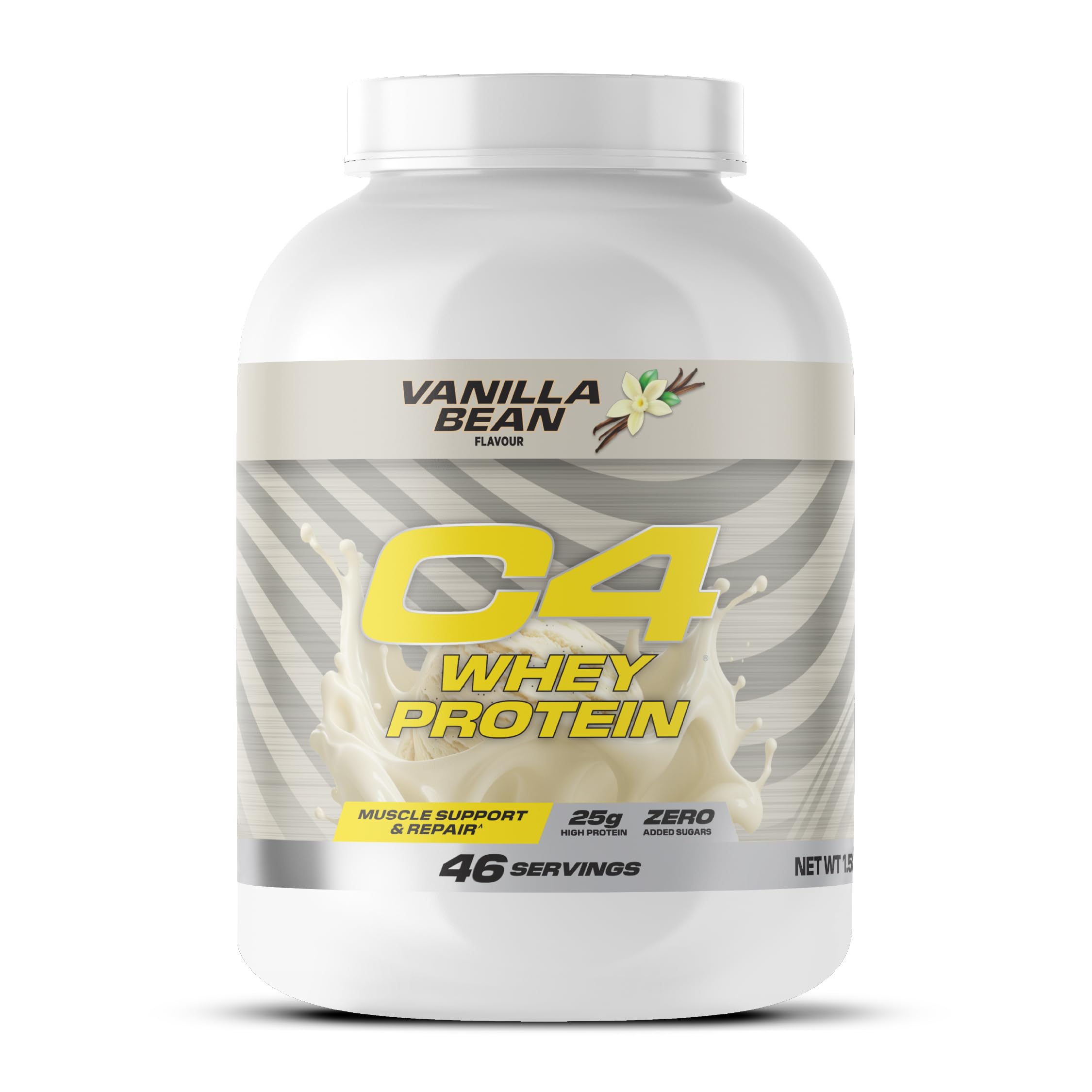 Cellucor C4 Whey Protein Powder, Vanilla Bean, 25g Protein, Low Sugar, Post-Workout Recovery, 46 Servings