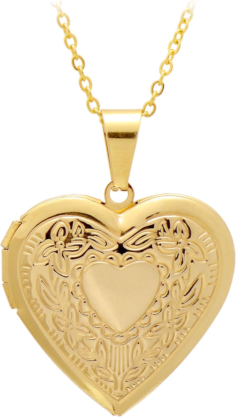Stainless Steel Heart Shaped Locket Pendant Necklace for Women