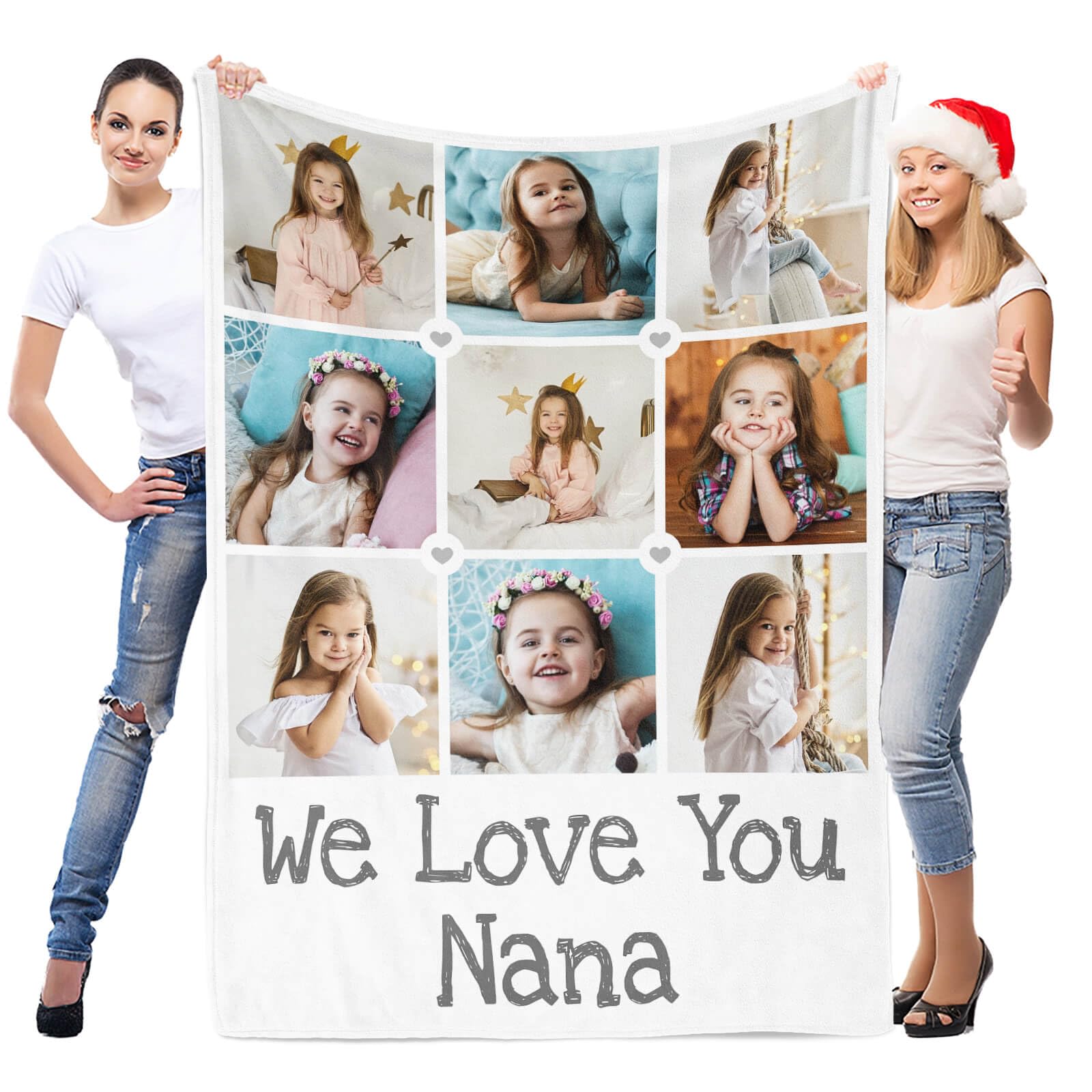 Lnm 9 Photos Personalised Blanket With Photo, Personalised Photo Blanket, Customised Blankets, Custom Picture Blankets, Souvenirs And Gifts For Baby Kid Family