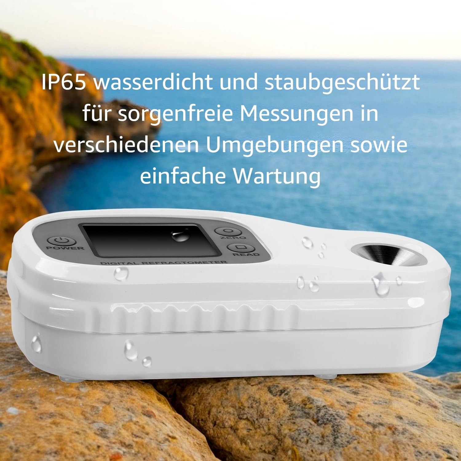 Digitales Refraktometer Brix Refraktometer Zuckergehalt Messgerät Refraktometer Zucker Tester für Früchte Laborrefraktometer ATC Brix 0–95%, Brechungsindex Eiscreme Konfitüre Marmelade