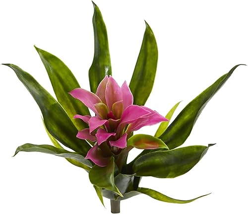Nearly Natural Bromeliad - Lote de 6 tallos artificiales de 100in color morado