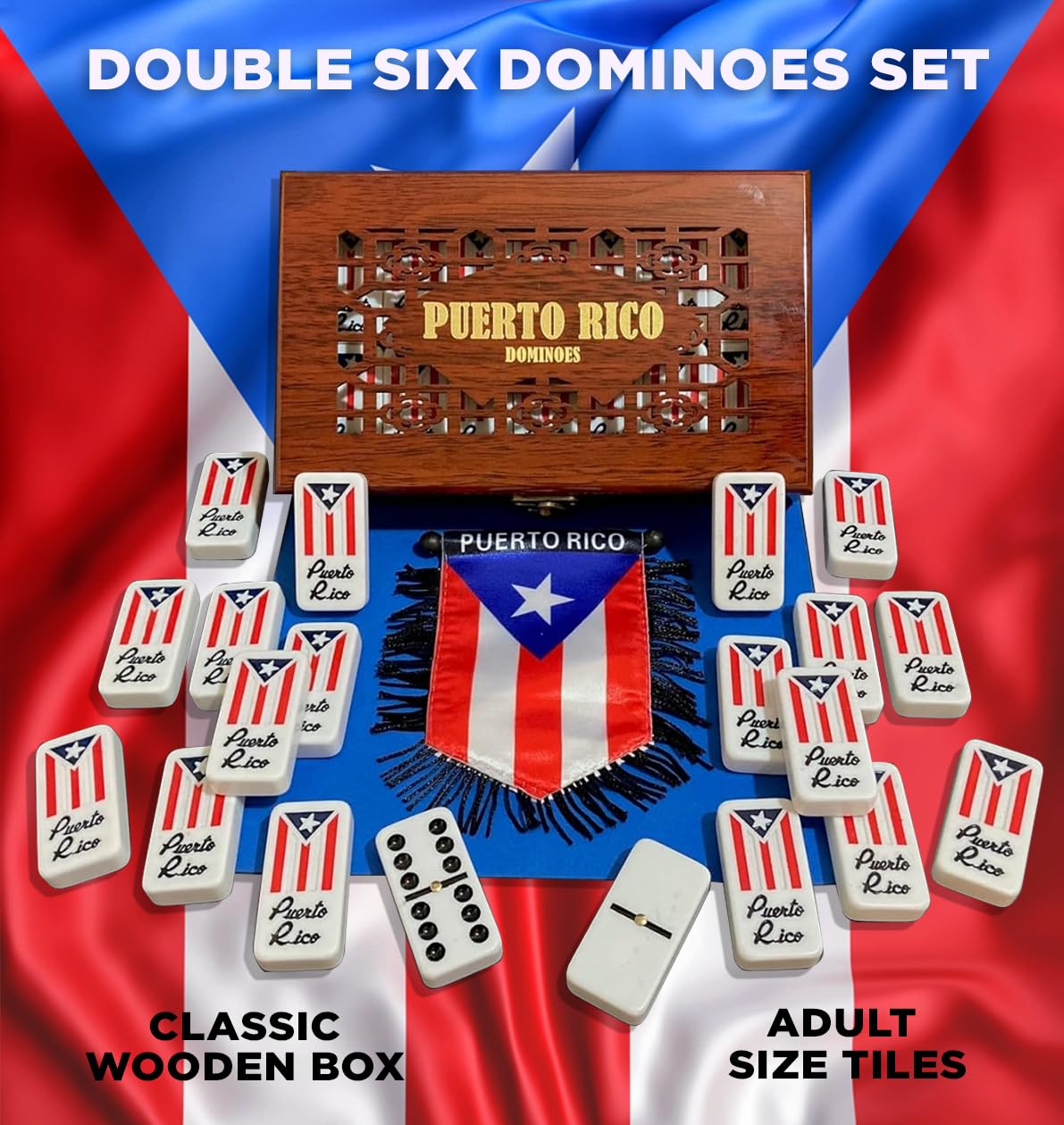 Puerto Rico Classic Double Six Dominoes Set – Premium Quality with Wooden Storage Case
