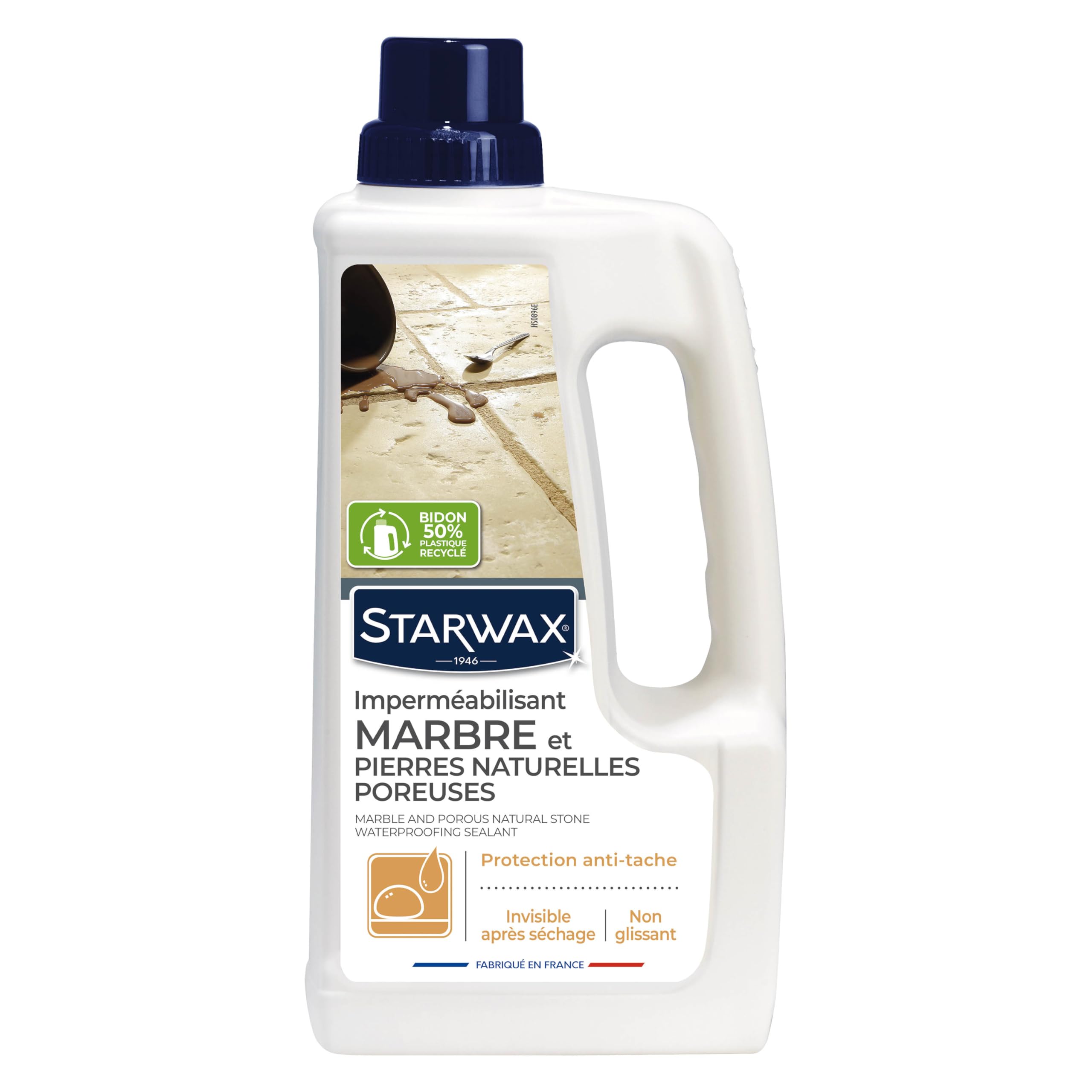 STARWAX Imperméabilisant marbre et pierres naturelles poreuses 1L | Protège contre les taches, protection invisible, efficace contre eau huile vinaigre et graisses, rendement 10 à 20m²