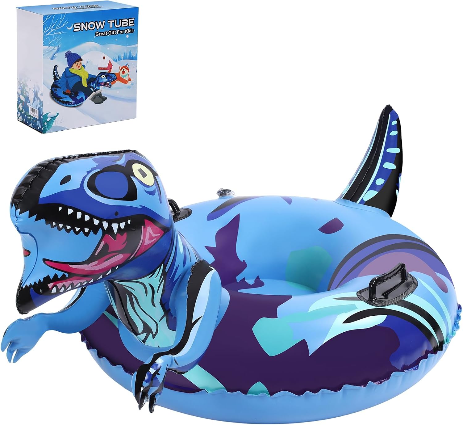 Dinosaur Snow Tube, Inflatable Snow Tube Snow Sled for Kids & Adults, Sledding Heavy Duty Reinforced Double Layers Bottom, Ideal Snow Toys Winter Outdoors Fun Boys Girls(1 Pack)