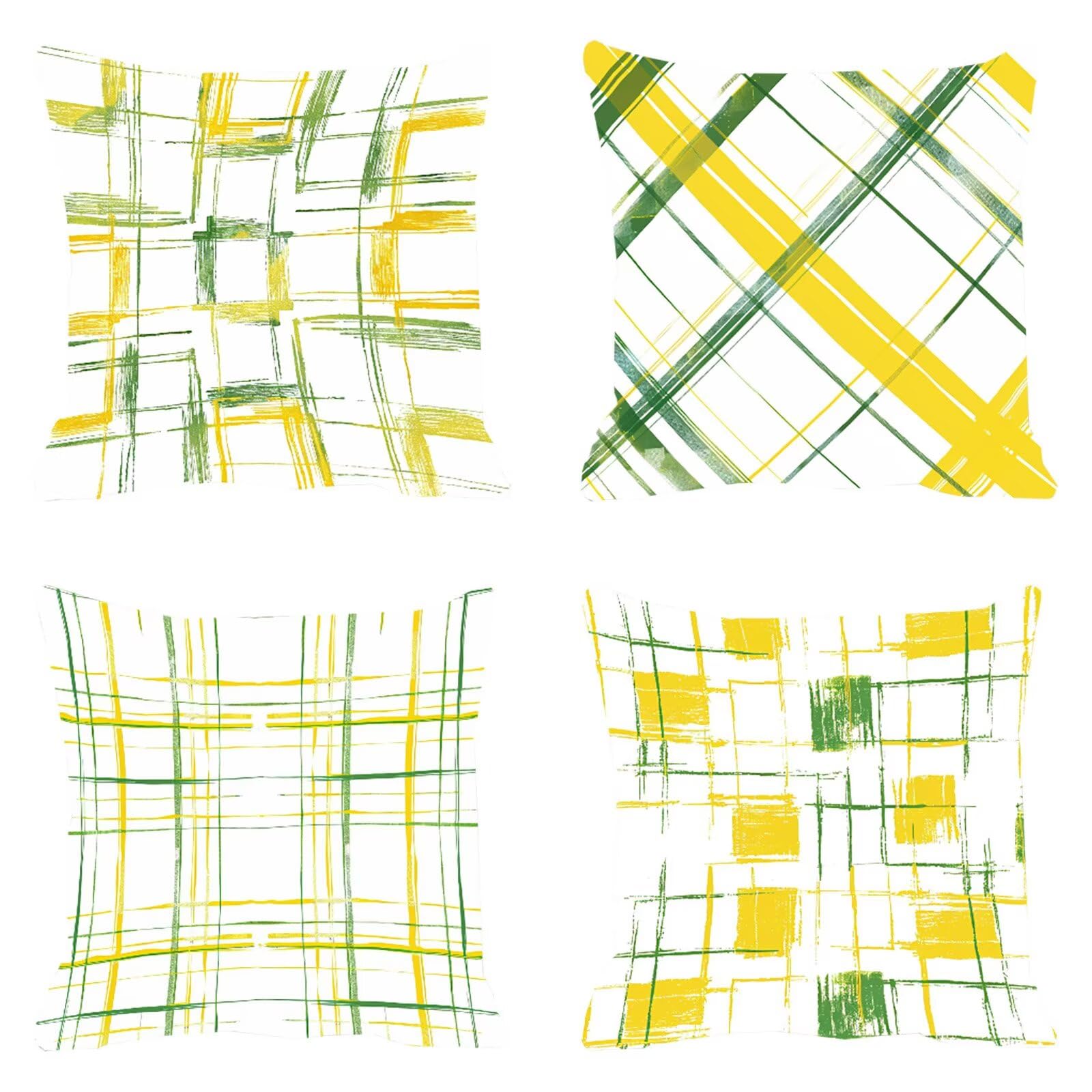 Housse de coussin velours 50x50 cm jaune au design géométrique moderne