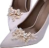ULAPAN 2 Pcs Pearl Shoe Clips for Pumps Wedding, Rhinestone Crystal Bridal Shoe Buckles Clips for Women and GirlGold
