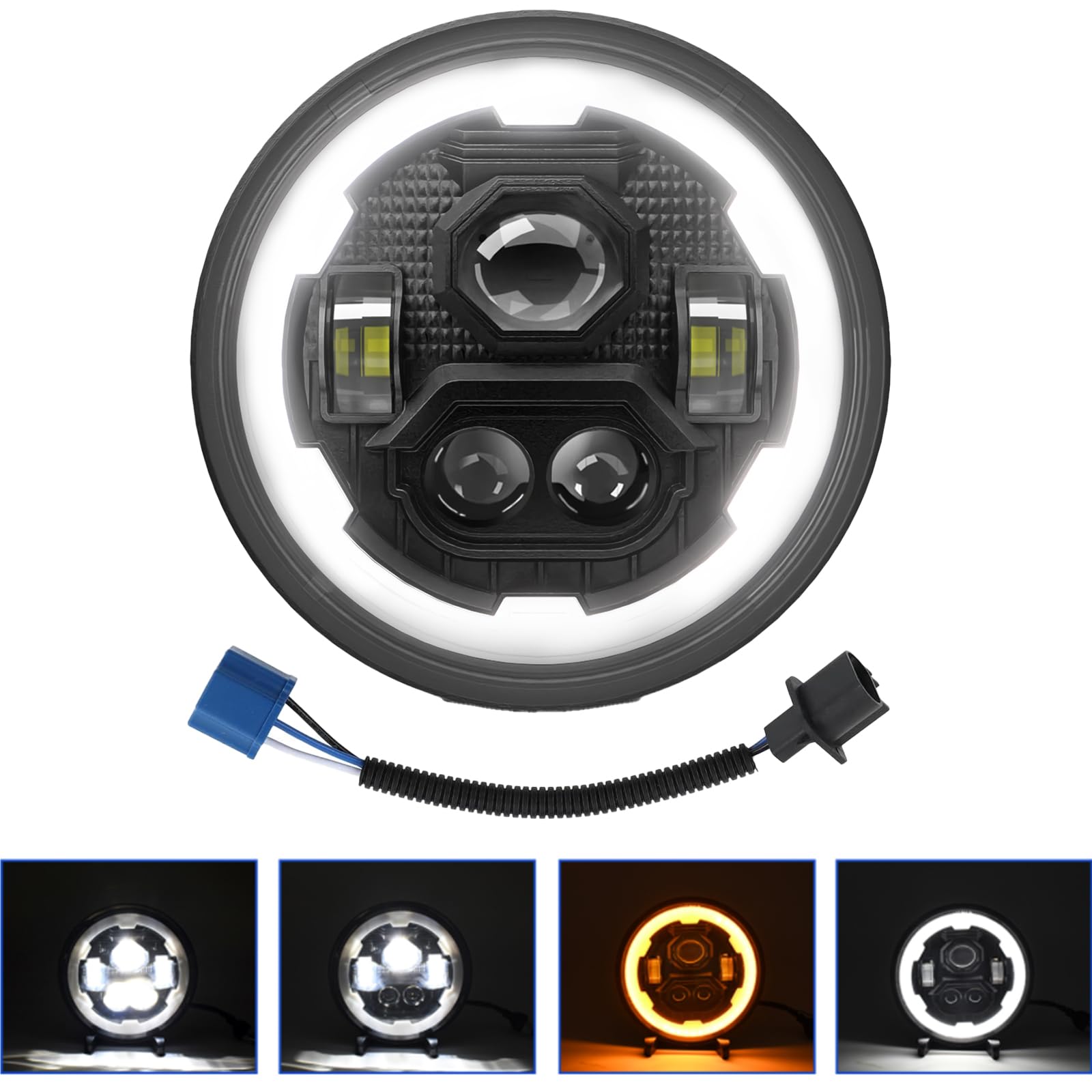 Amazon | 7インチオートバイLEDヘッドライトDOT SAE承認、ハーレー