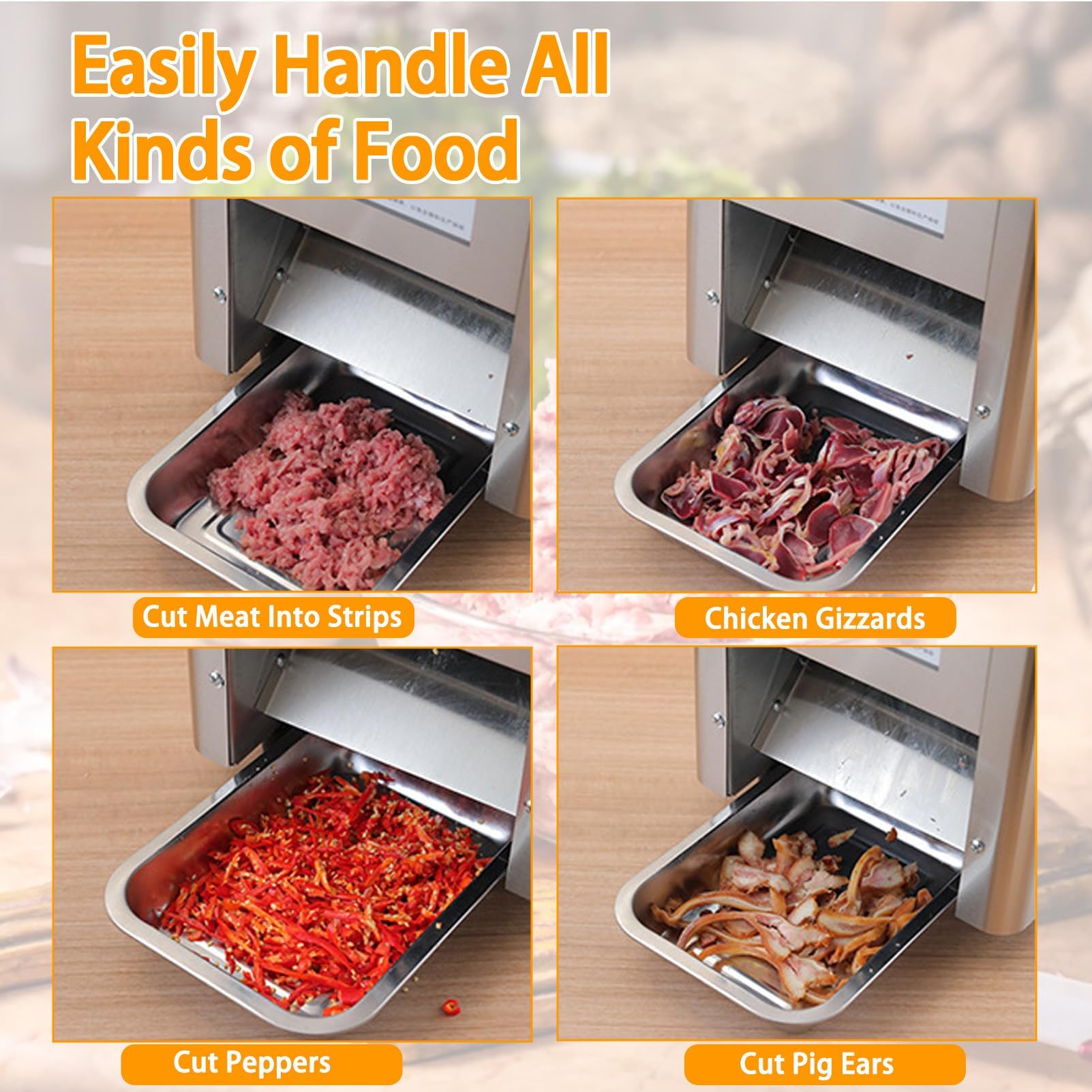 Affettatrice elettrica per carne, 850 W, in acciaio inox, per pollo, pesce, manzo, versatile elettrodomestico da cucina per preparare i pasti senza sforzo