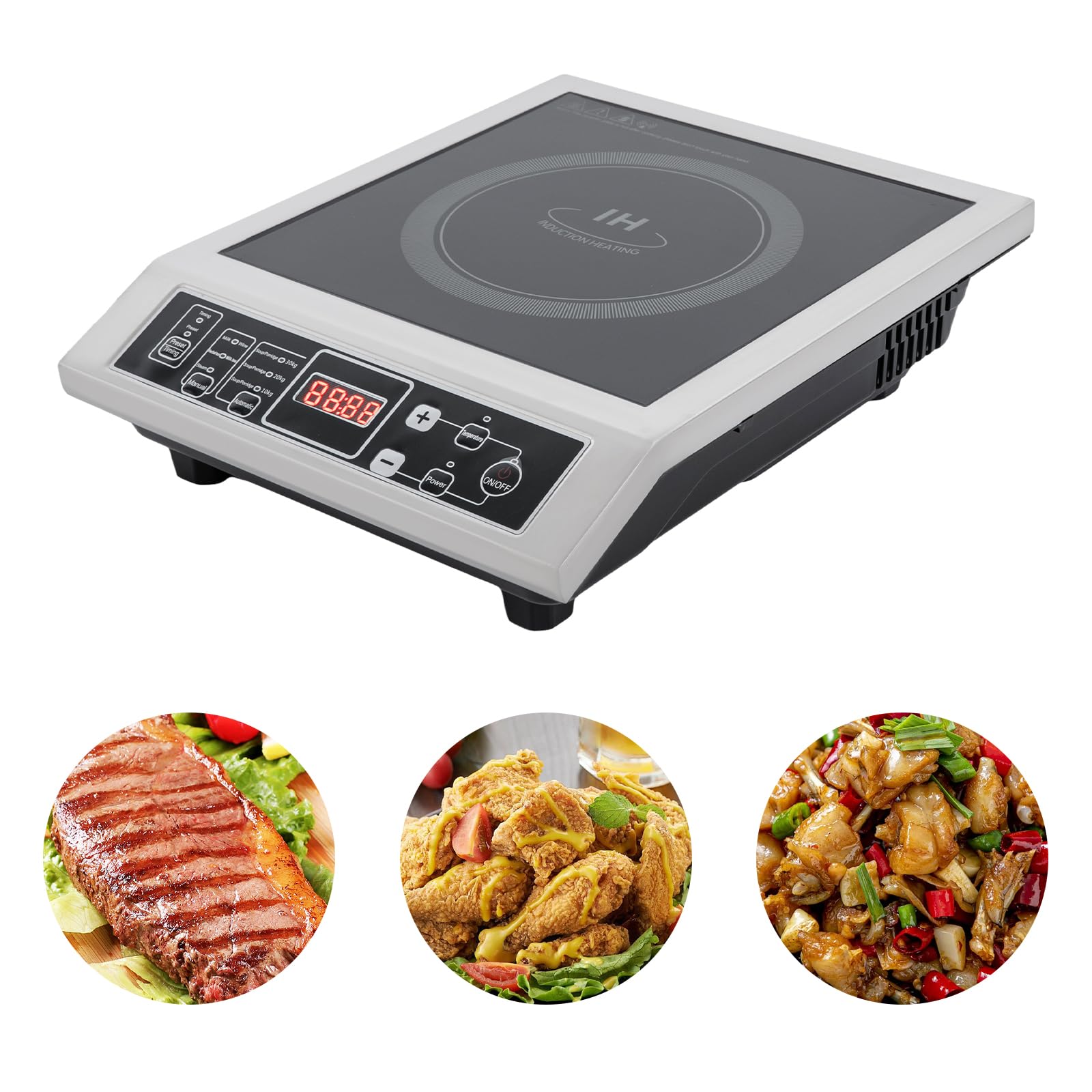 Induktionskochplatte 3500W Einzelinduktionskochfeld, Energiesparendes Design, Touch Sensoren, Timer, 80–300 °C Geeignet für Haushalte, Wohnmobile und Schiffe