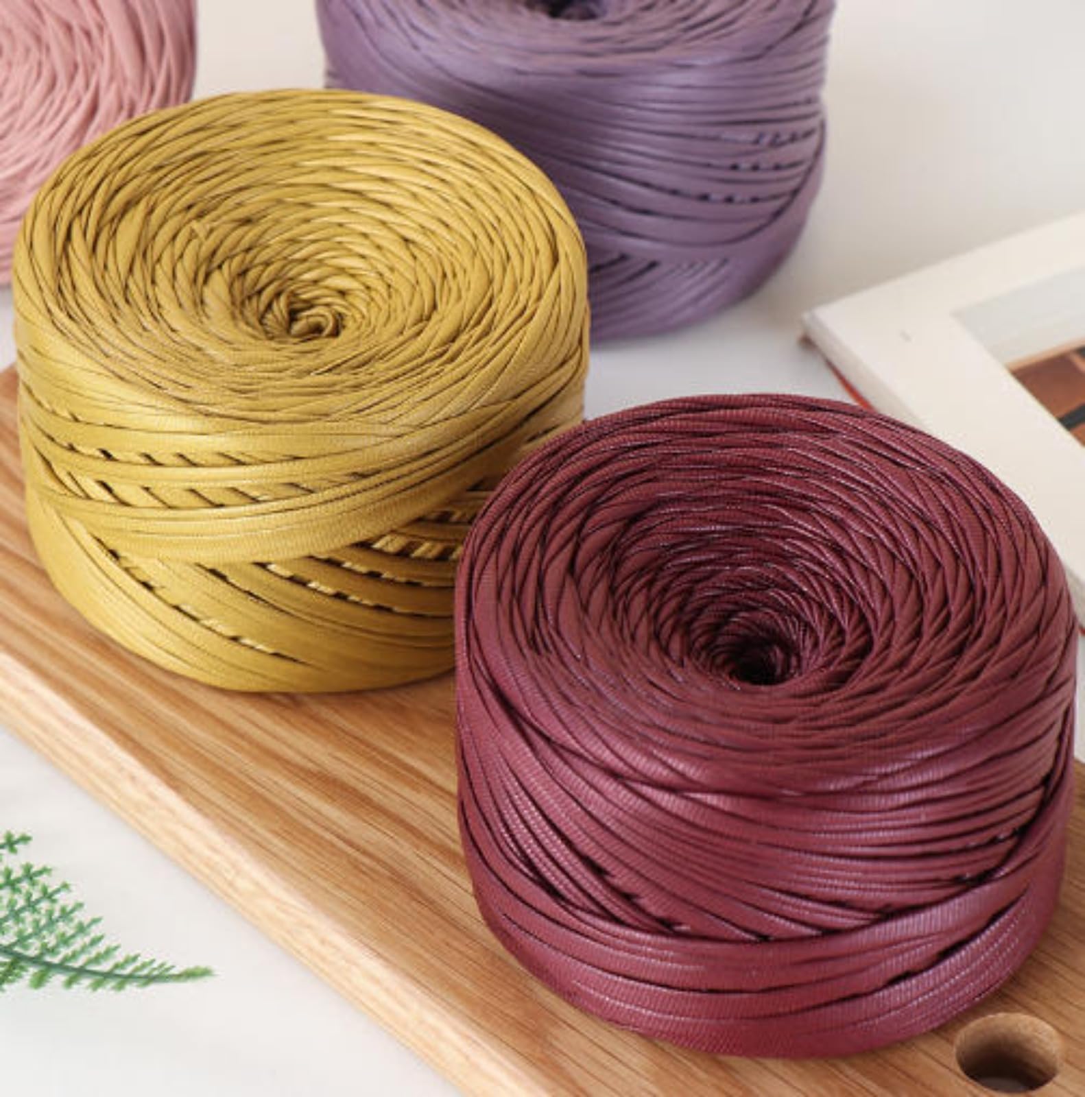 Fettuccia per Borse a Uncinetto, Aspetto Similpelle Filato Grosso in Poliestere Cordino per Borse Uncinetto,uncinetto per borse, Filati per Borse Cestini Fai da Te Decorazioni, 200g/90m