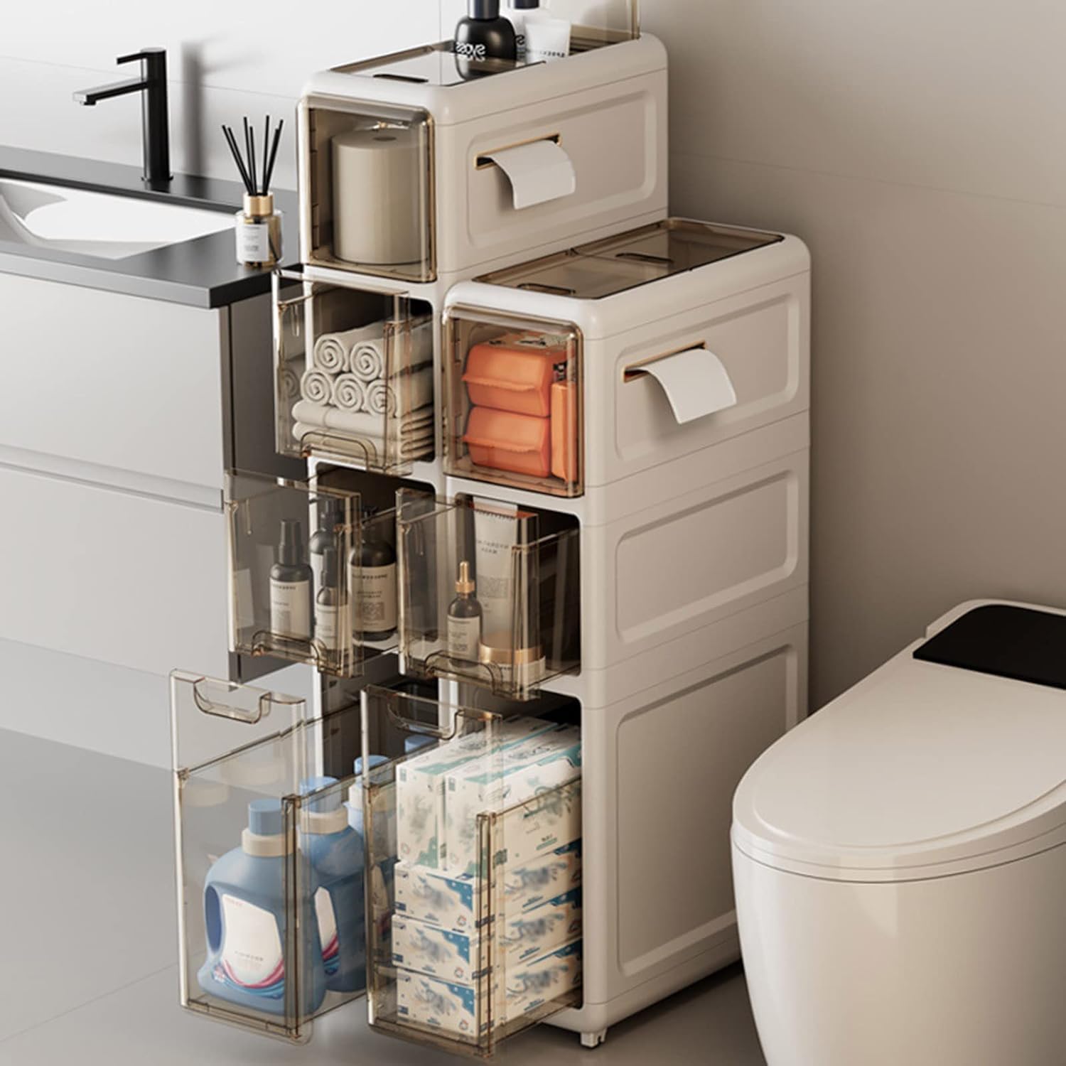 Amazon.co.jp Bathroom Plastic Storage Laundry Storage