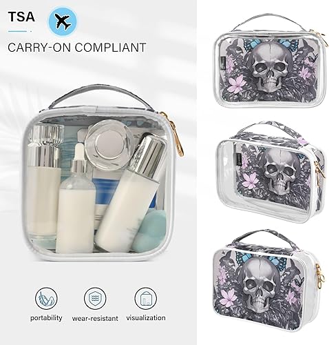 Miniatura 5 de Butterfly Skull Skeleton Clear Toiletry Bag for Traveling,2 Pack Makeup Cosmetic Bag with Zipper,Travel Bag for Toiletries,Travel Essentials 21214270