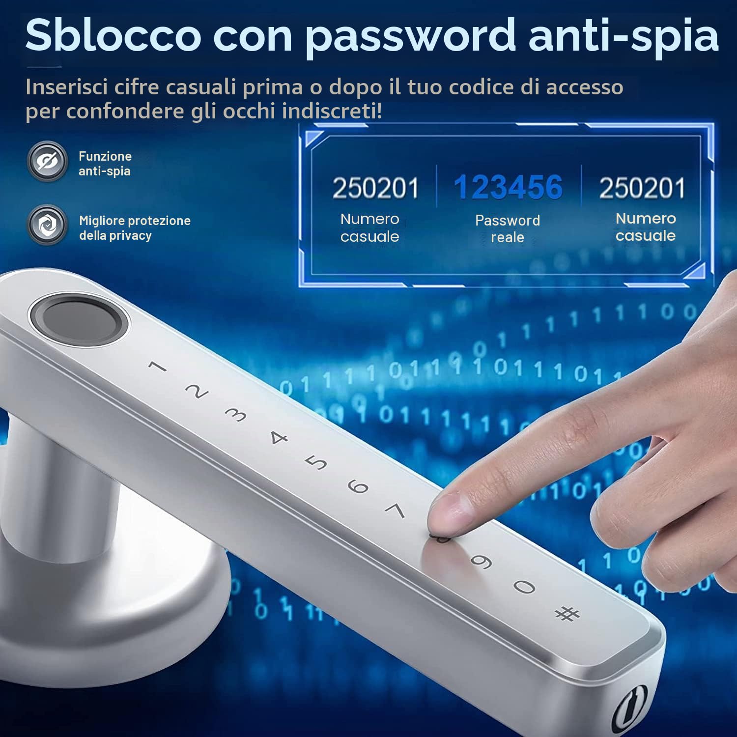 Smart Door Lock Keyless Entry Serratura Tastiera Serratura Maniglia, Serratura per Impronte Digitali Controllo WiFi Tuya APP