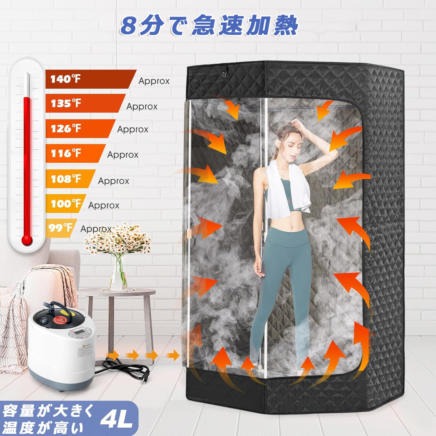 テントサウナ　自宅サウナ　スチームサウナ サウナ テント 3L スチームサウナ 家庭用サウナ 個室 全身 自宅