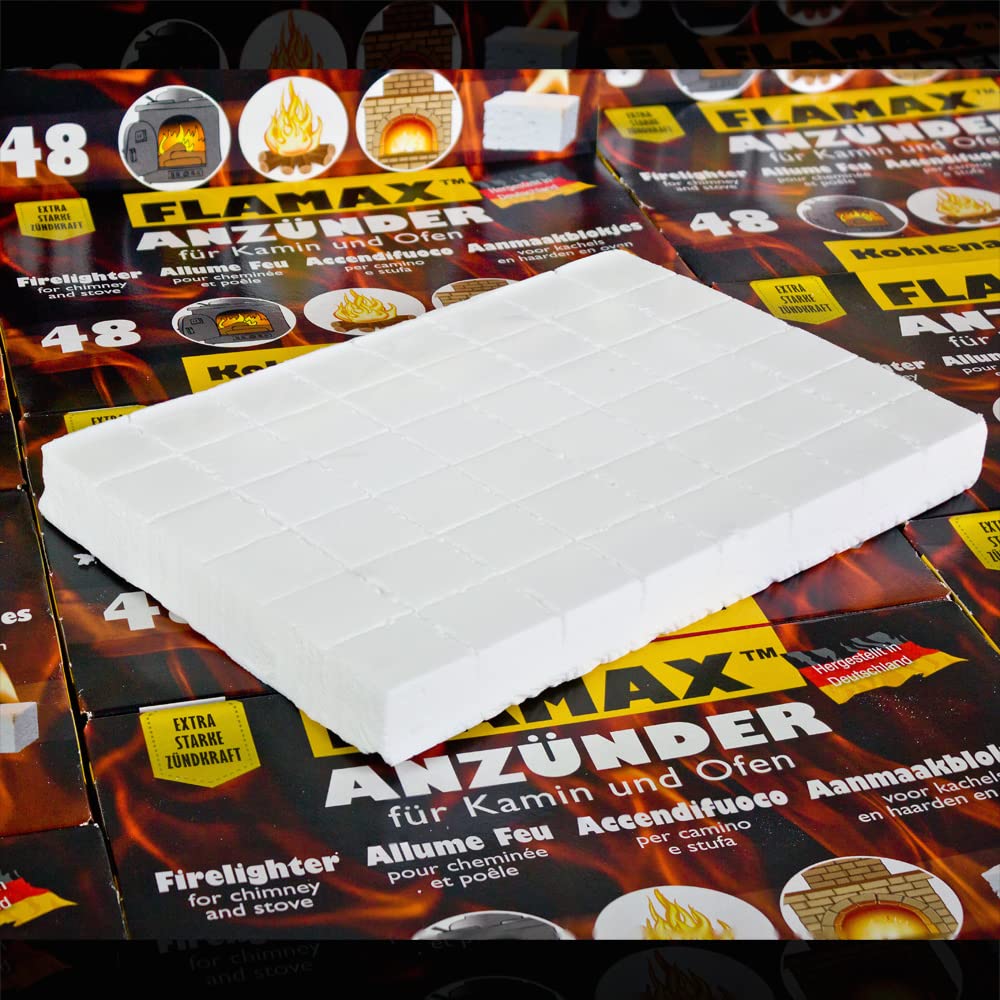 FLAMAX 576x Cubes Allume-feu Allume-feu Allume-Charbon Allume-Cube Allume-Grill Allume-feu pour cheminée poêle Allume-Charbon Laine d'allumage Cube d'allumage