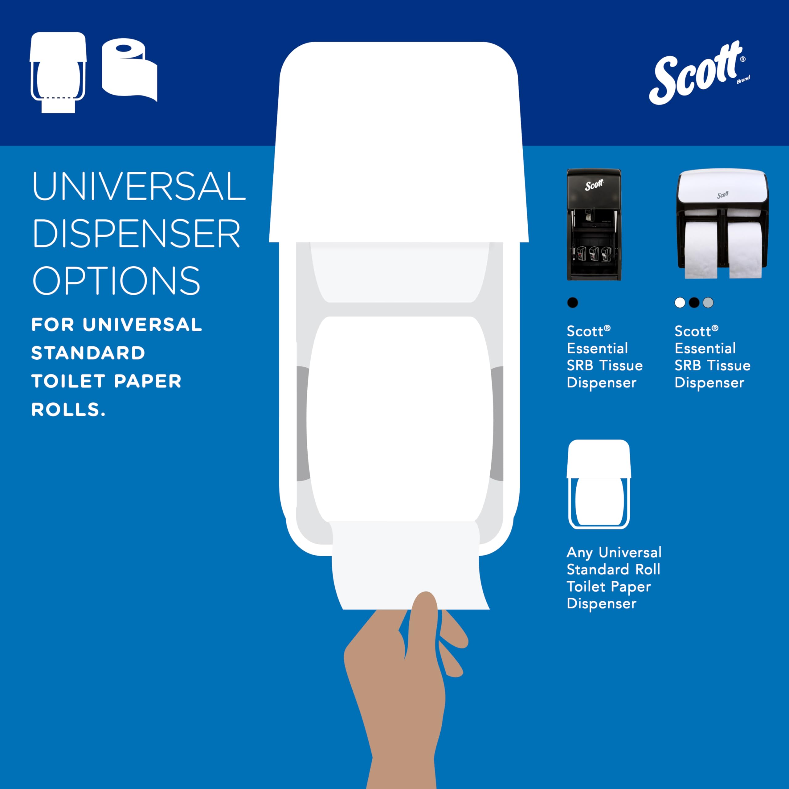Scott Essential Professional 100% papel higiénico a granel de fibra reciclada para negocios (13217), rollos estándar de 2 capas, blanco, 80 rollos/caja, 506 hojas/rollo (el embalaje puede variar)