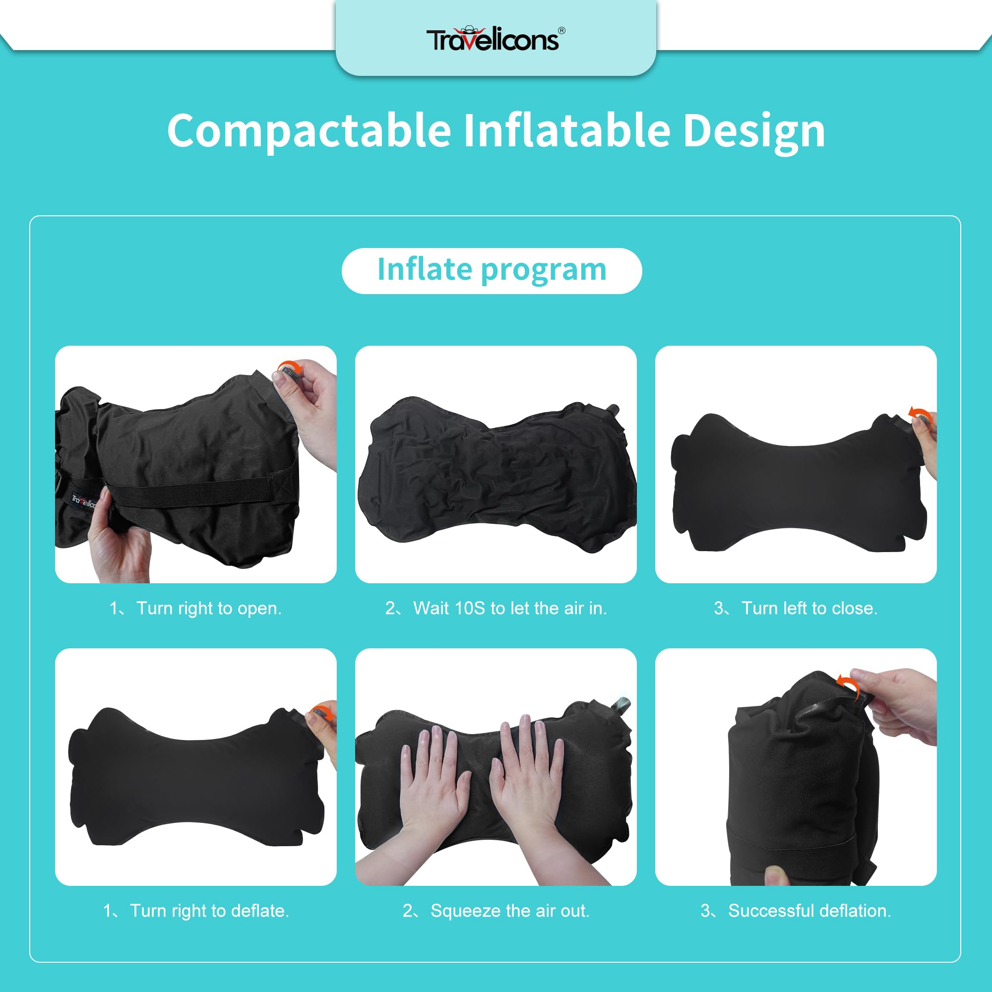 Almohada lumbar inflable de viaje para soporte de espalda de avión para silla