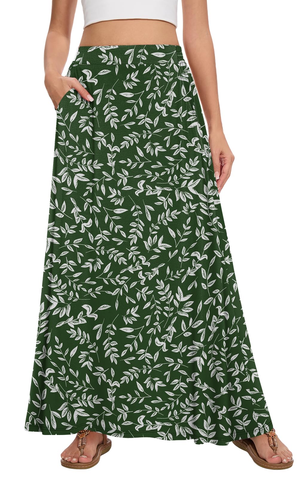 Womens Maxi Skirt Long Flowy Summer A-Line High Waist Skirts