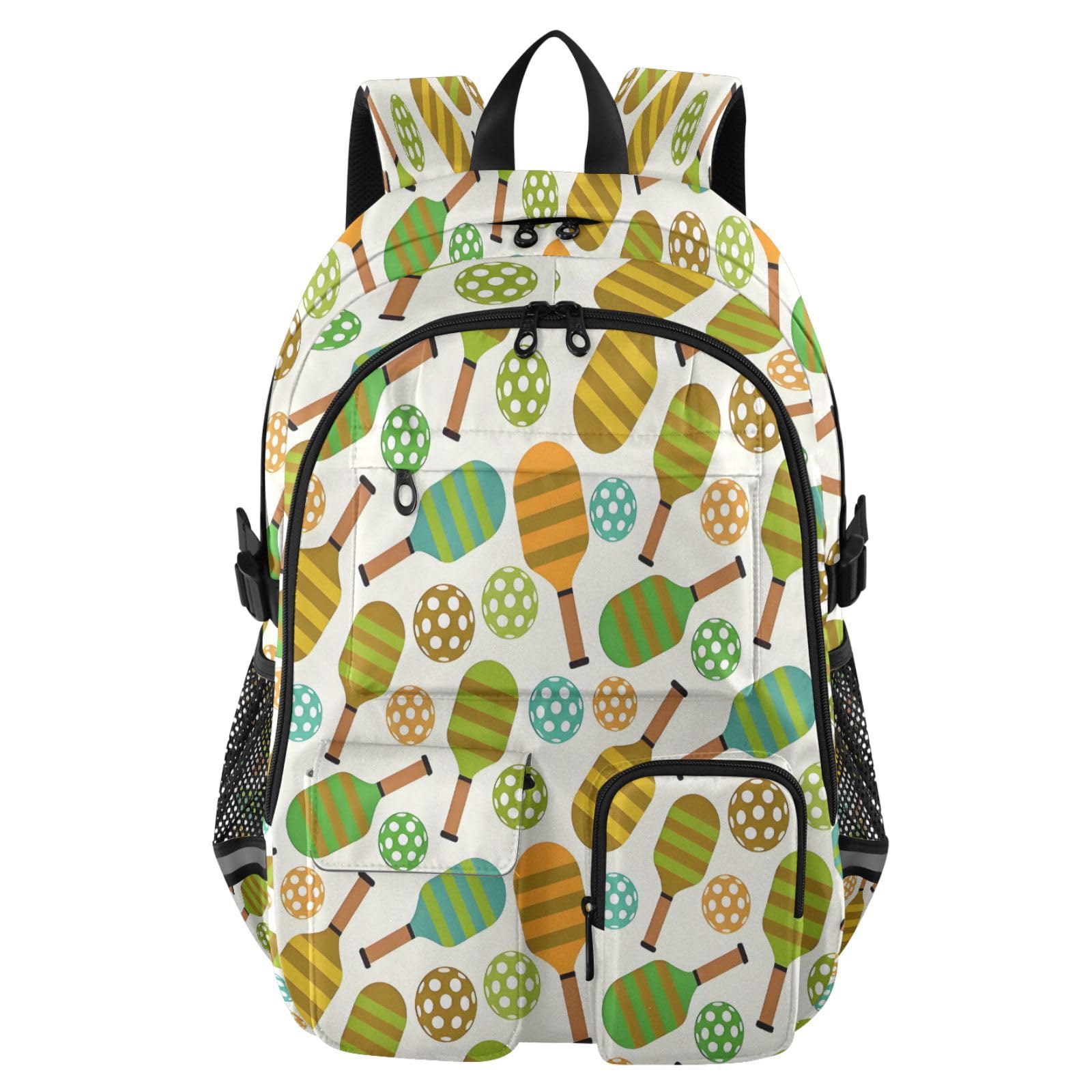 Farbenfroher strukturierter Pickleball-Rucksack mit mehreren Taschen für Schule, Reisen, Outdoor, Uni, 44,5 cm (17,5 Zoll) Laptop-Rucksack für Damen und Herren