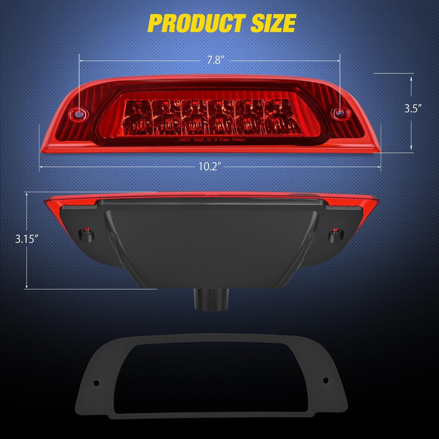 Nilight Third Brake Light Tail High Mount 3rd Stop Lights Red Lens Compatible with Jeep Liberty 2002 2003 2004 2005 2006 2007 Van SUV Rear Center Cab Lamp