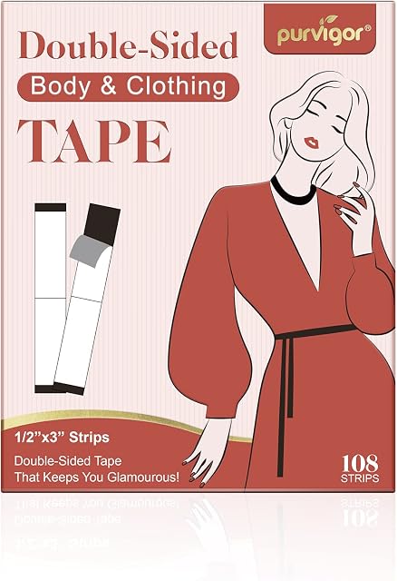 Double Sided Body Tape and Clothing Tape (108 Pack), Transparent Tit Tape for Clothes, Dress & Body, Suitable for All Fabric Types and Sensitive Skin, Extra Adhesive Boob Tape