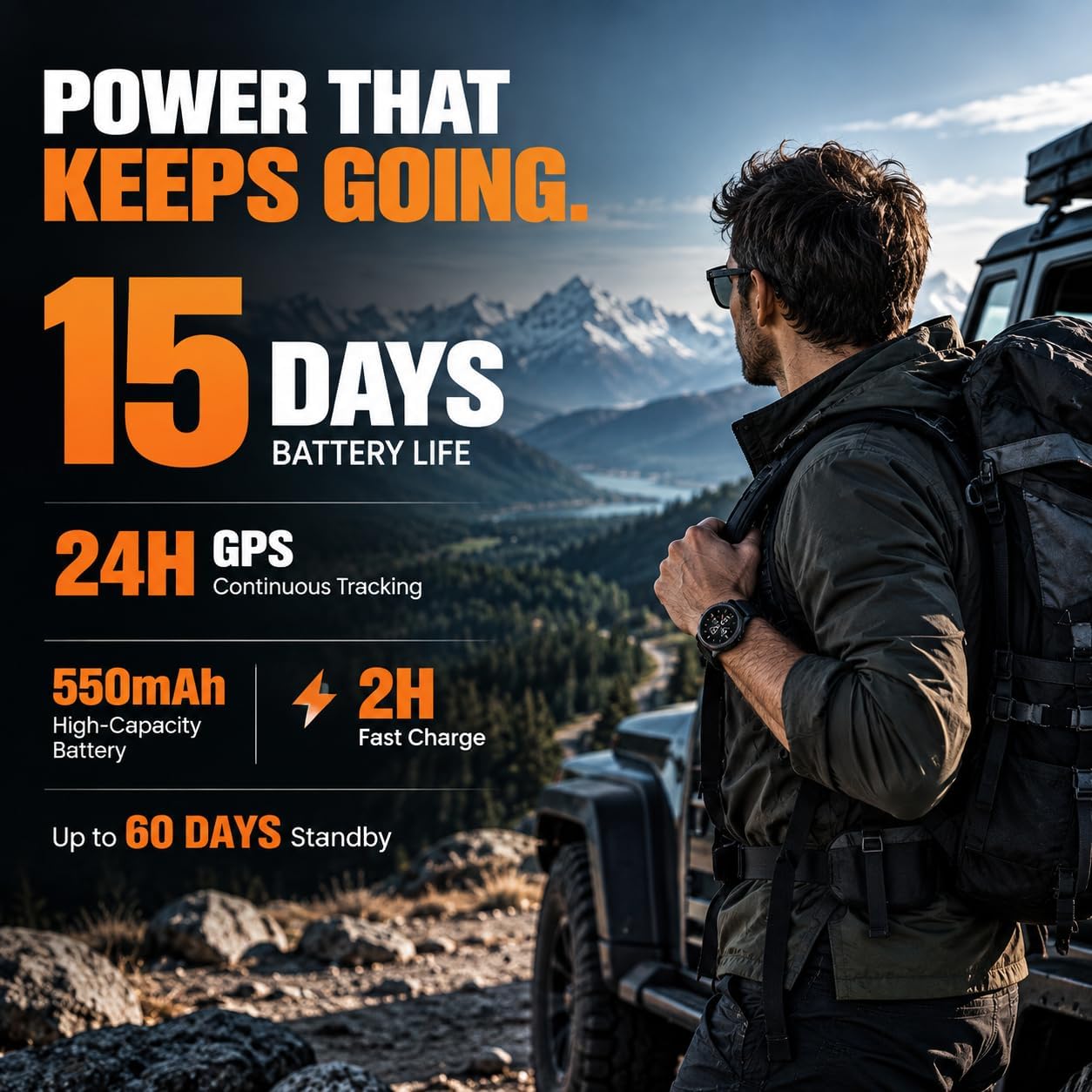 WalkerFit Rugged Smart Watch for Men, Standalone GPS, 1.43" AMOLED, 3 Bands