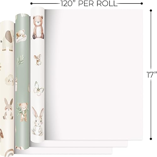 Miniatura 6 de ZICOTO Hermoso rollo de papel de regalo para baby shower, bonito juego de 3 rollos de calidad para cumpleaños y baby showers, añade un toque de