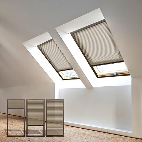 Vista 14 de Skylight Shades Cordless Cellular Blinds 100% Blackout Honeycomb Shade for Ceiling Roof Inclined Plane Room Windows Custom Size Dark Coffee