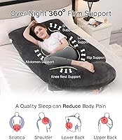 Vista 2 de ALLOPERA Almohada de embarazo, almohada de maternidad de cuerpo completo de 57 pulgadas con funda extraíble lavable, soporte para dormir